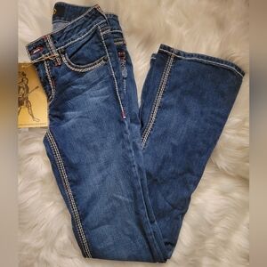 Uknighted Stylish Boot Cut Deep Blue Jeans for Women